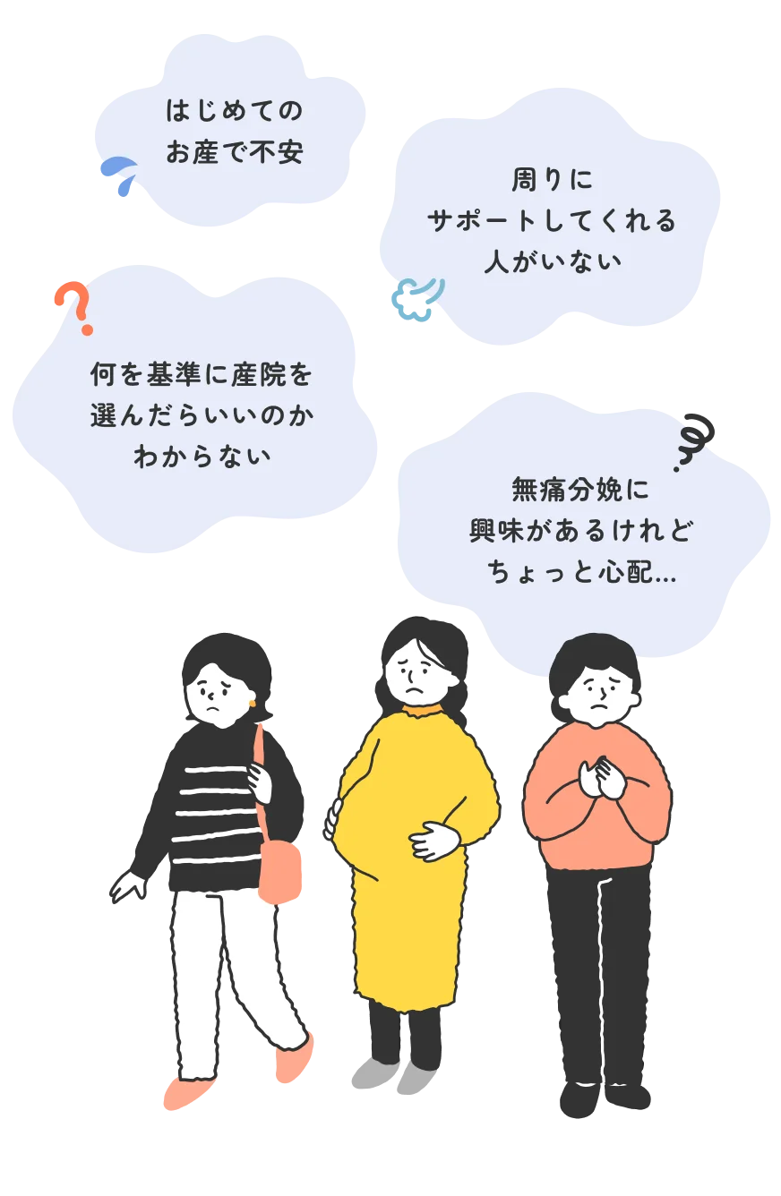 悩みの吹き出しと人物イラスト